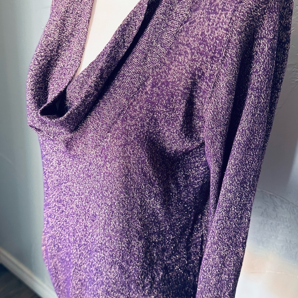 Dana Buchman Purple Blouse with Cozy Knit Texture - Picture 2 of 5